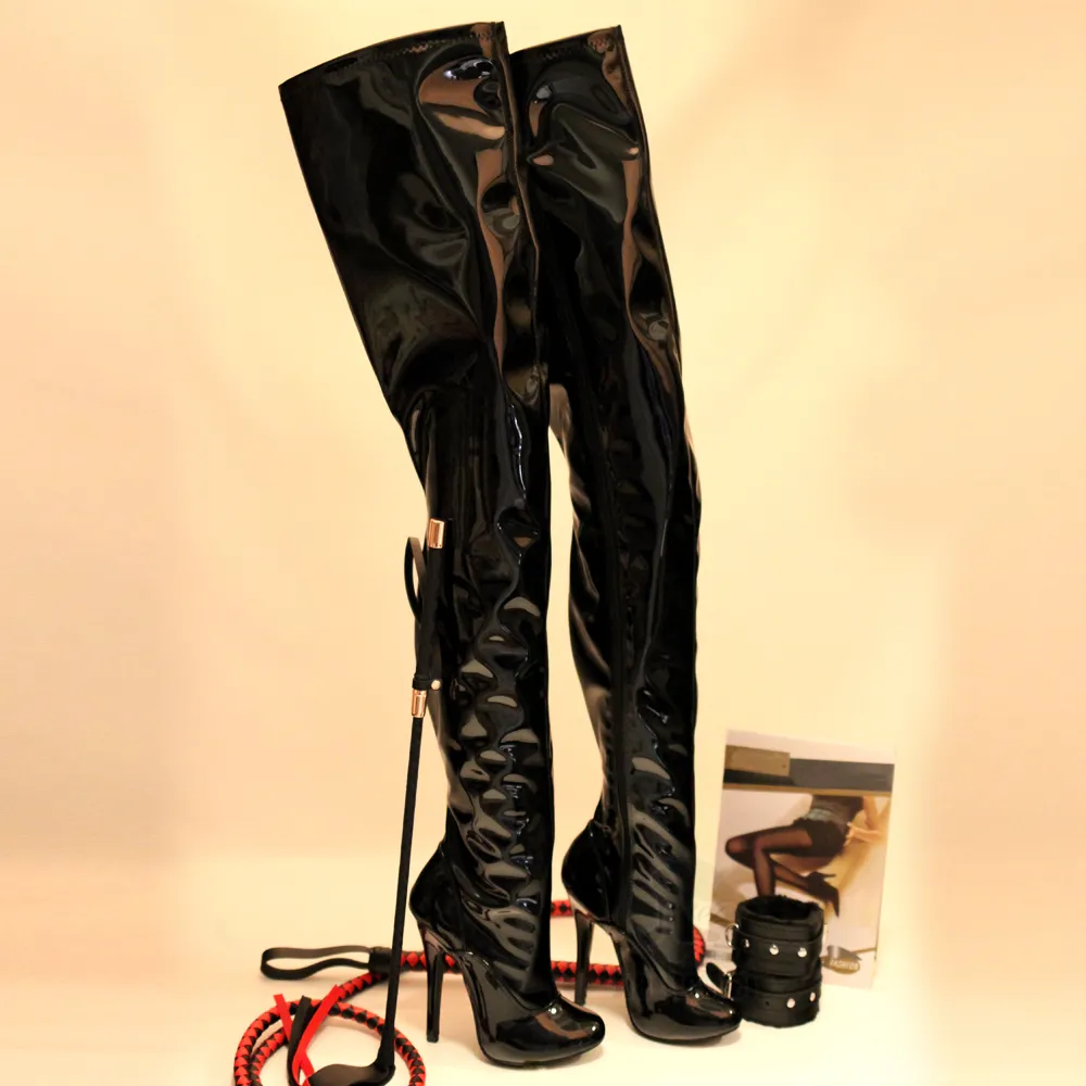 5 Inch Stiletto Thigh High Boots Patent Stretch... From Factory ...