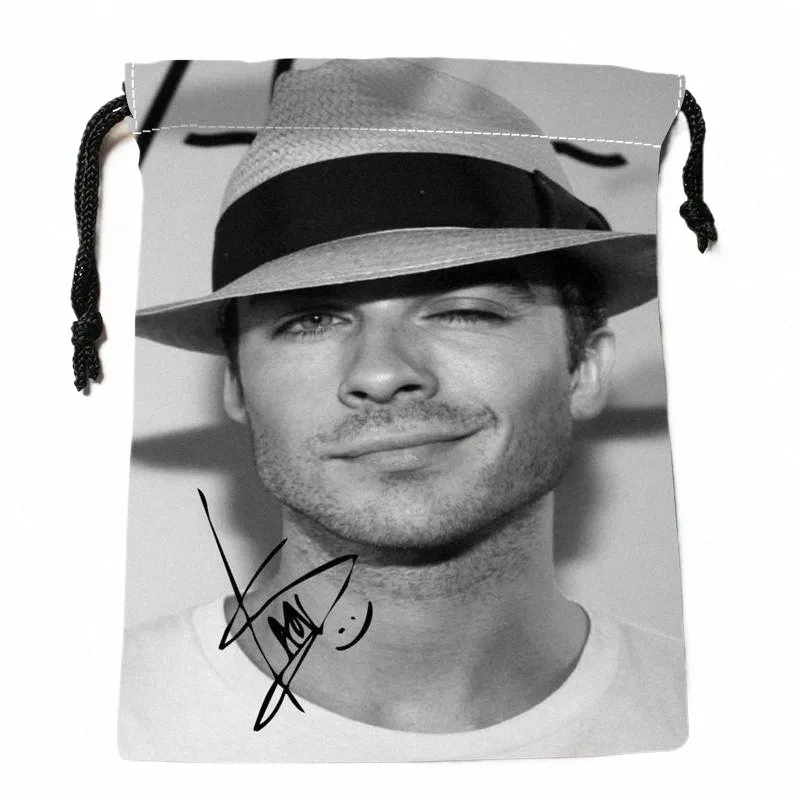 custom Ian Somerhalder printed Satin storage bag drawstring gift bags More Size storage custom your image 18*22cm l7p1#