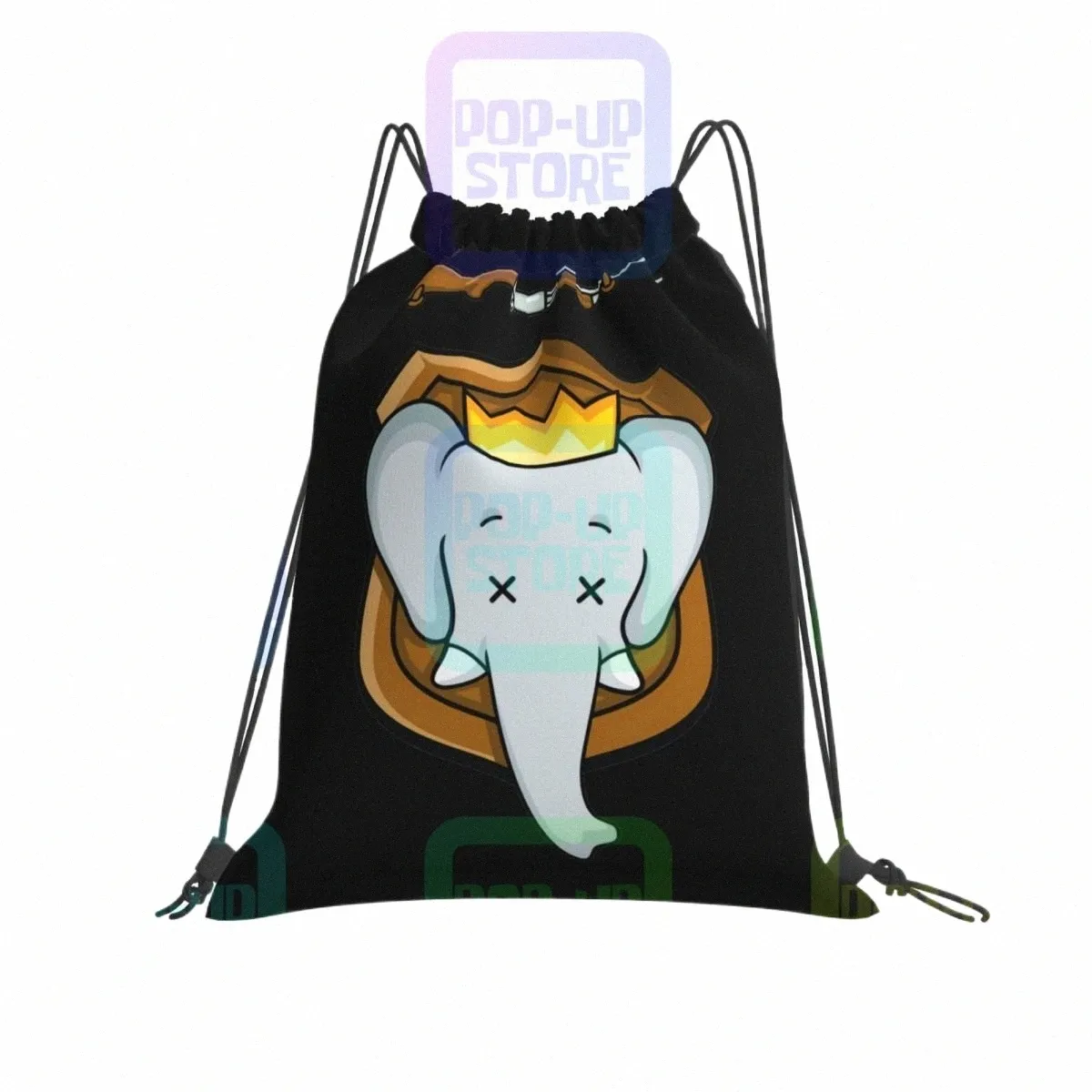 Éléphant trophée chasseur amusant sacs à cordon sac de sport mignon formation sac de gymnaste sacs pour voyage z659 #