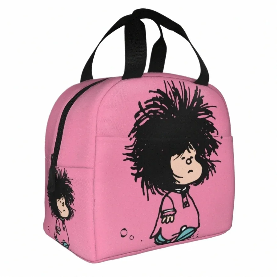 Mafalda с ночной рубашкой Quino Argentina Carto Изолированная сумка для обеда Термосумка Многоразовая сумка для обеда Сумка для еды Школьный пикник 83Q0 #