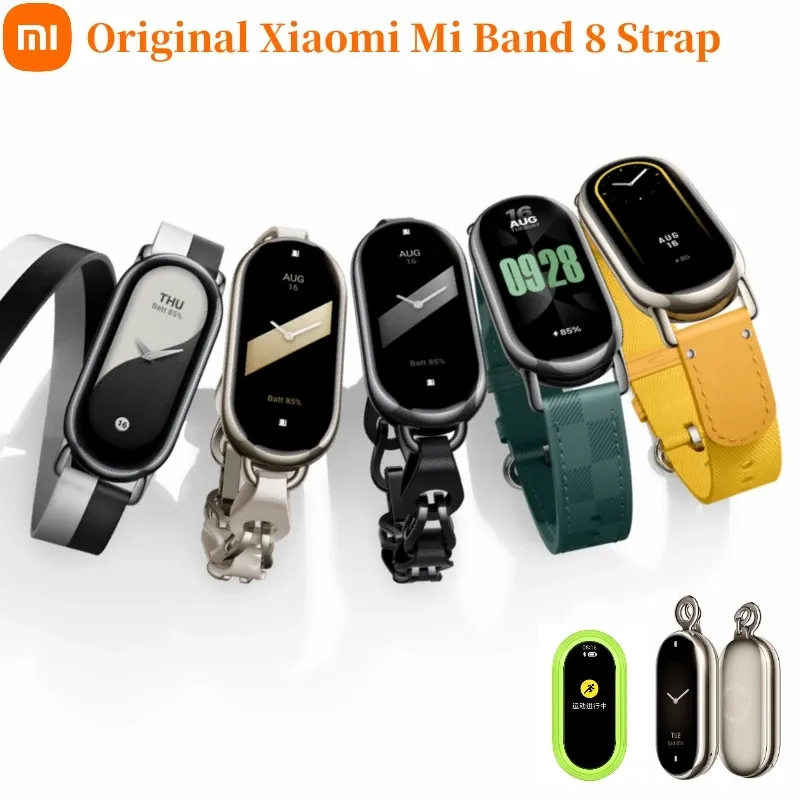 Контроль оригинал xiaomi mi band 8 ремешок Tpu Tpu Woven Leather Chaine Bristant Pendant Sport Pod заменить ремешок для Smart Band 8 аксессуар