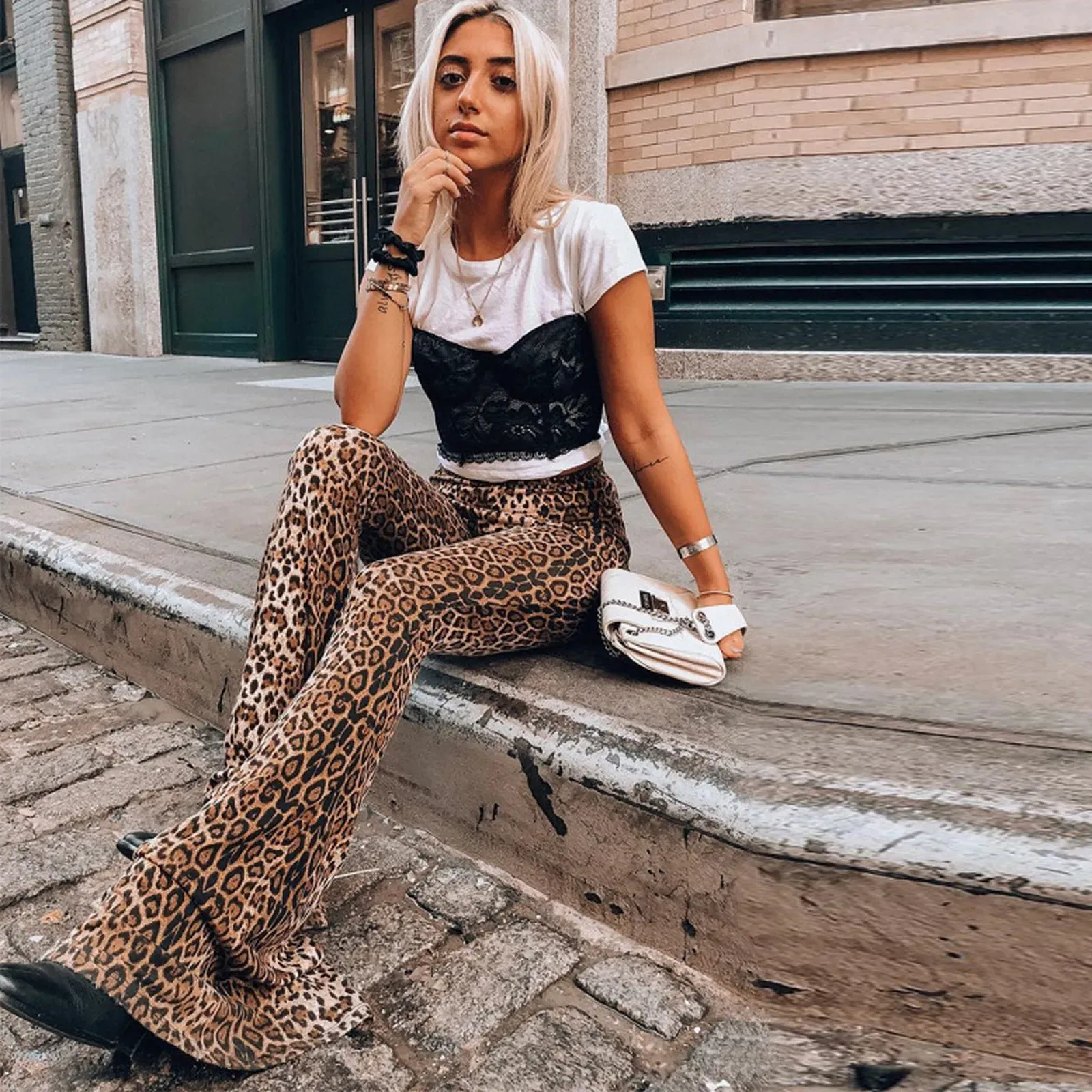BEEDEN LEOPARD PRINT WIDE STRAIGHT