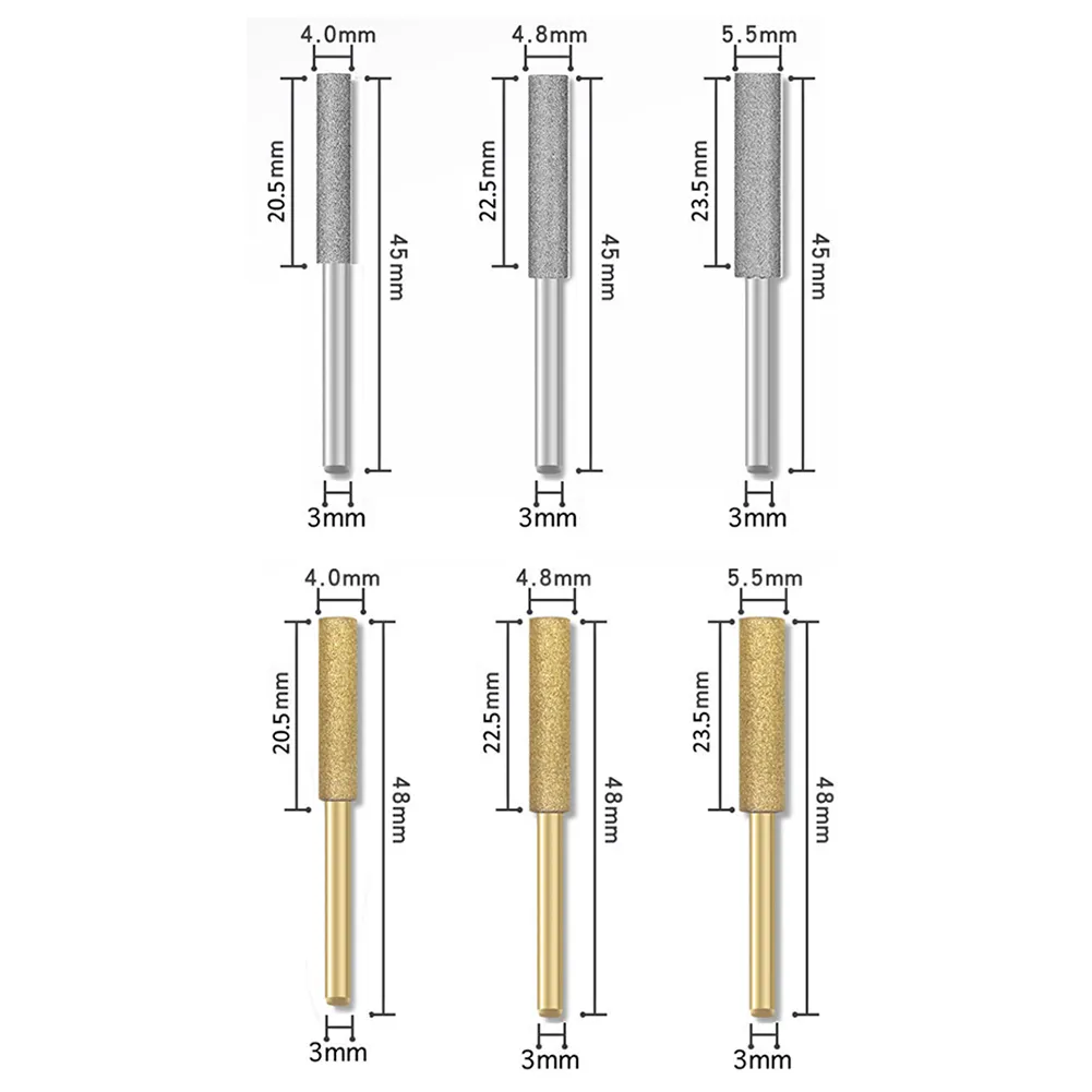 Fraises Diamantées Cylindriques 4/4,8/5,5 Mm Pour Outil Rotatif Dremel - Lot