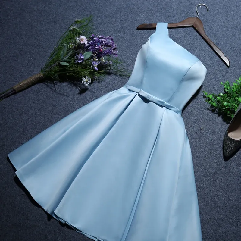 Sky Blue Satin Blue Satin homecoming dress for Sweet Girls - Elegant Formal Gown for Night Prom and Evening Parties in 2024