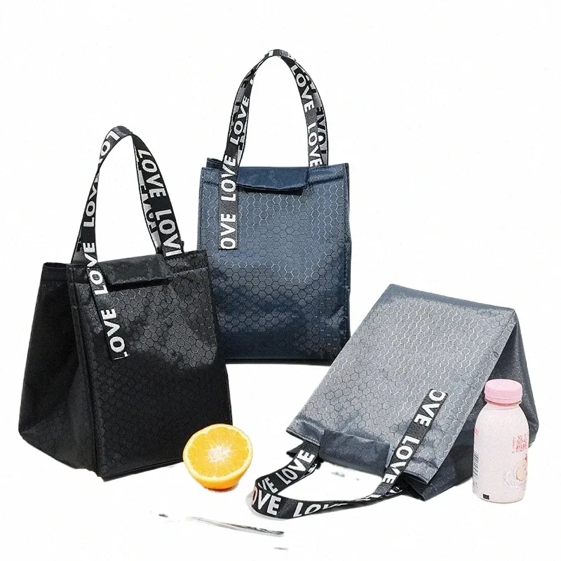 Lancheira portátil Bolsa Térmica Grande Capacidade Piquenique Trabalho Comida Isolada Cooler Tote Bento Bolsa de Armazenamento para Mulheres Bolsas Quadradas r9Ah #