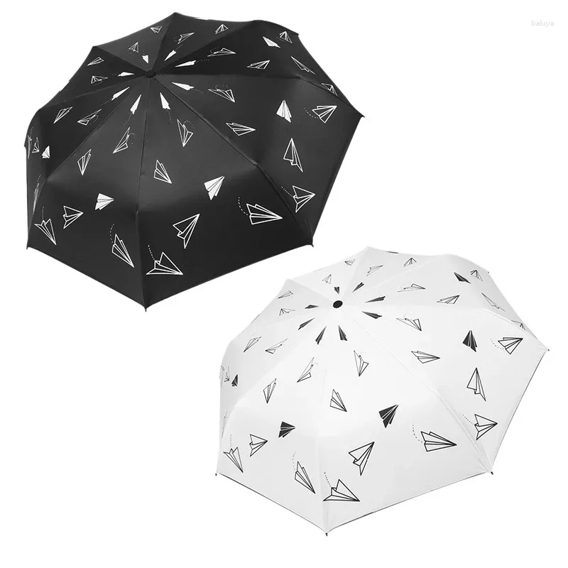 Paraplu's - Papieren vliegtuig Opvouwbare regen- en zon Dual-Purpose vrouwelijke zonnebrandcrème UV-bescherming Paraplu drievoudig