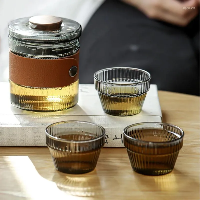 Teaware Sets Japanese Glass Quick Cup One Pot Fills Three Cups Portable Car Outdoor Travel Tea Set Making Device Chinese