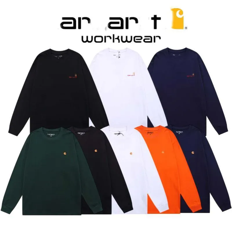 Designer Hoodie Arhart Manga Longa Pescoço T-shirt Letra Etiqueta Dourada Suéter Solto Masculino e Feminino Cor Sólida Marca de Moda Suéter Top Roupas