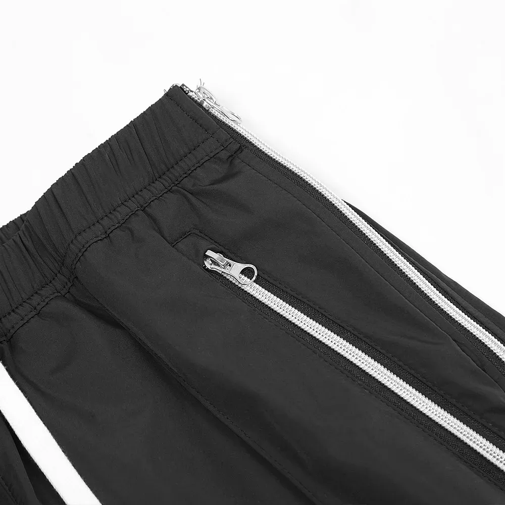 Men's Wide Leg Sweatpants with Side Zips - Casual Loose Fit, 2024 Streetwear Style - Red & Black Trousers, Zipper Split Men's Wide Leg Sweatpants with Side Zips - Casual Loose Fit, 2024 Streetwear Style - Red & Black Trousers, Zipper Split