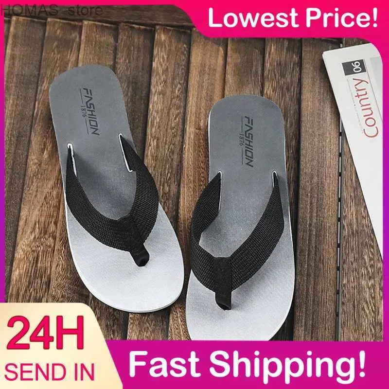 Hemskor 2023 Summer Flip Flops Men tofflor Beach Sandals Non-Slip Casual Flat Shoes tofflor inomhushusskor för män Utomhusglas Y240401