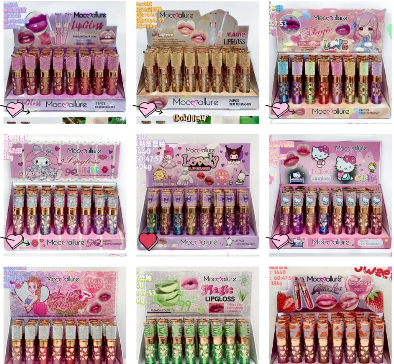 Großhandel Toy Cute Cartoon feuchtigkeitsspendender Pailletten-Lippenglasur-Wasserglanz-Spiegelglas-Lipgloss-Lipgloss