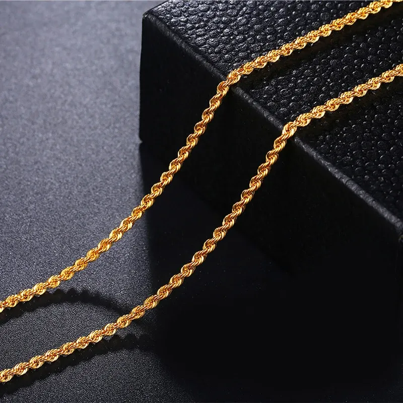 18 Inch 18K Yellow Gold AU750 Twist Chain Necklace for Women Party