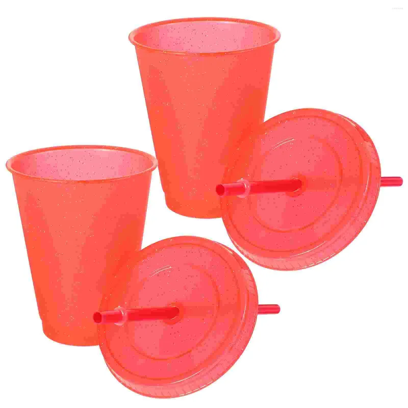 Engångskoppar halmar 2 st kopp halm täcke bulk vatten flaska återanvändbara plastlock tumblers reser