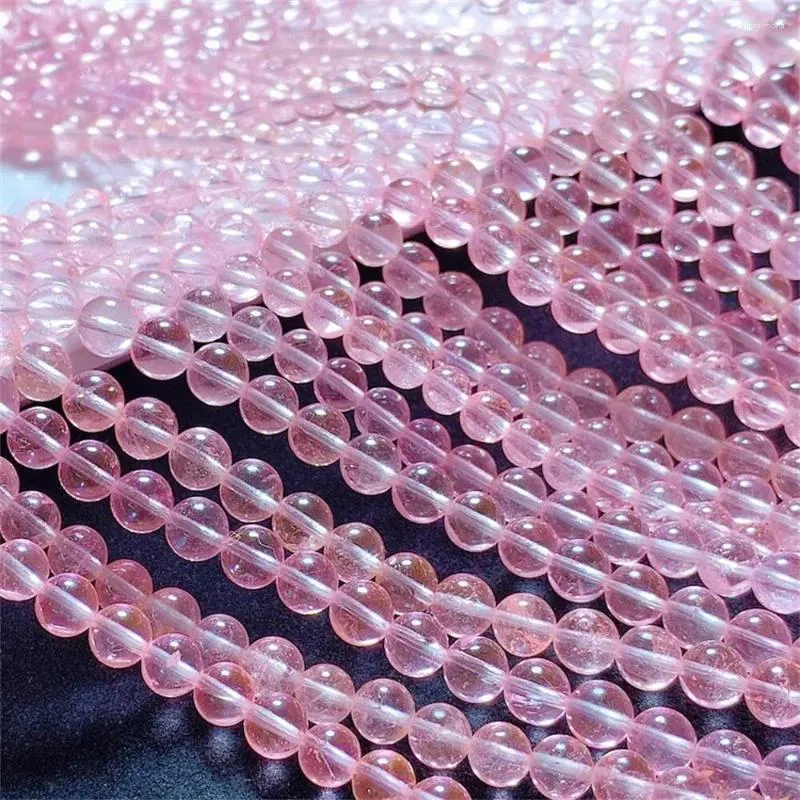Länkarmband 5mm naturliga rosa topas armband mode kristall kvartsspetsar juveler smycken reiki helande gåva för kvinnor 1 st