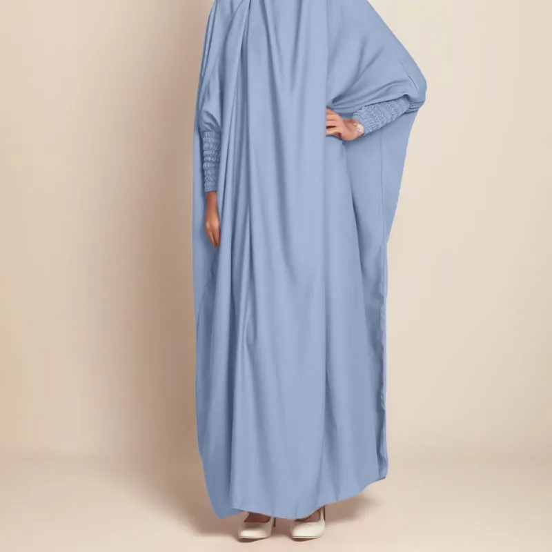 Roupas étnicas Mulheres Muçulmanas Dubai Médio Turquia Grande Balanço Cor Sólida Robe Redondo Pescoço Solto Temperamento Oração Retro Doce