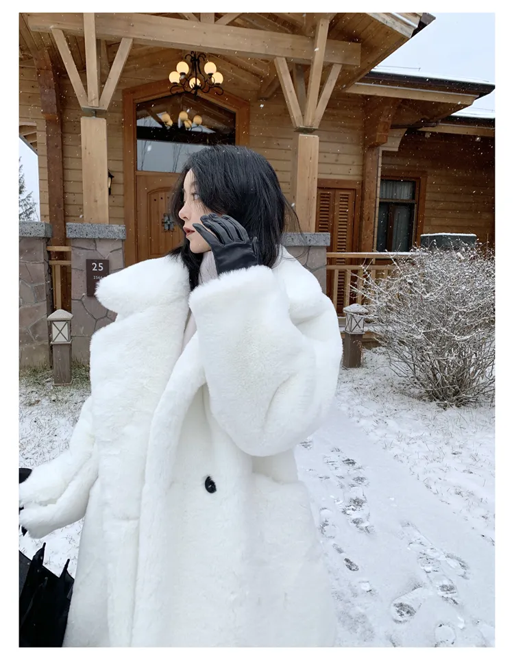 DHgate.com:2024Fluffy Faux Fur Coat Womens Elegant Faux Rabbit Fur 