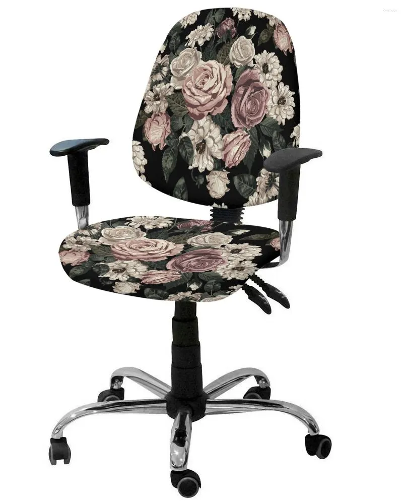 Housses de chaise plante fleurs feuilles vertes fauteuil élastique housse d'ordinateur extensible amovible housse de bureau siège fendu