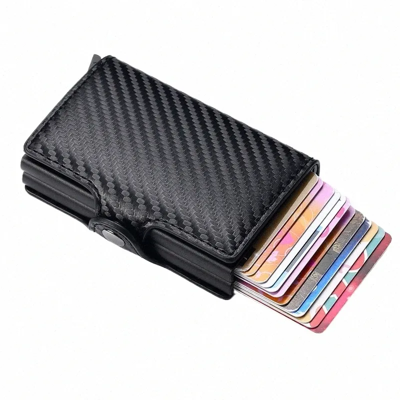 bycobecy Smart Wallet For Men Busin RFID Credit Card Holder Aluminium Double Box Card Holder Purse Mey Clip Bag Slim Wallet e29l#