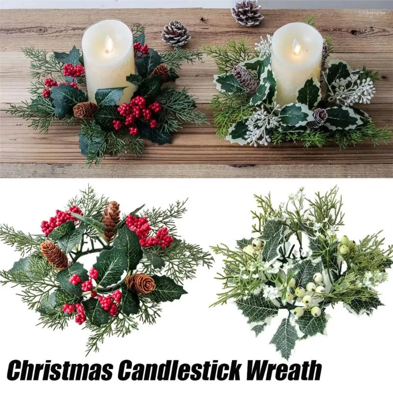 Candlers Christmas Candlestick Wreath Party Party Holiday Table Table Decoration Artificial Garland 2024 Année Cadeaux