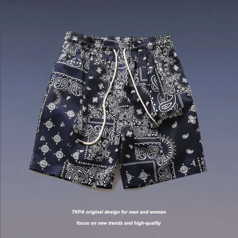 TKPA Pantalones de flores de anacardo para hombres y mujeres, pantalones cortos americanos de hip-hop, deportes sueltos de pierna recta y capris casuales