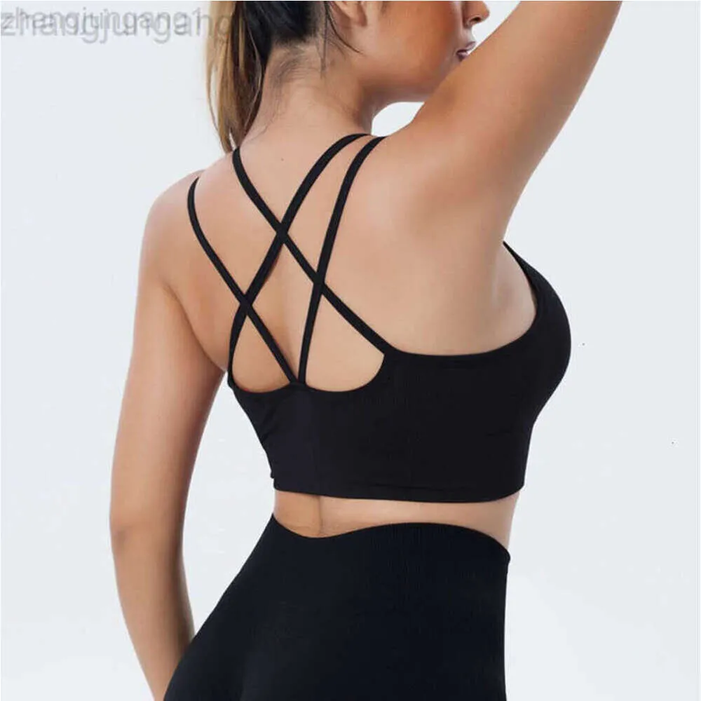 Desginer Bras Lululemmon Same Sports Tank Top Crossover Beauty Back U-shaped Neckline Skincare Breathable Running Fitness 24SS