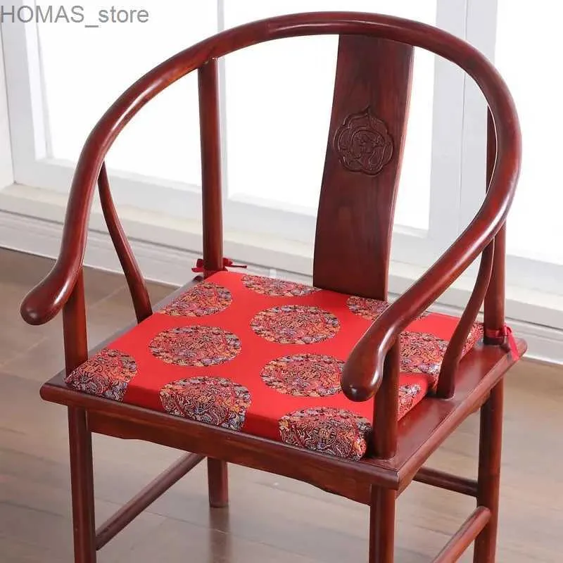 Kussen/decoratief kussen mahonie sofa matten Chinese borduurwerk stoel kussentjes thee stoel vast houten stoel matten ritssluiting ontwerp afneembaar wasbaar kussen y240401