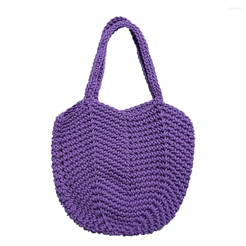 Borse da spiaggia vuote con coulisse Borsa a tracolla intrecciata alla moda morbida per regali da donna (viola)