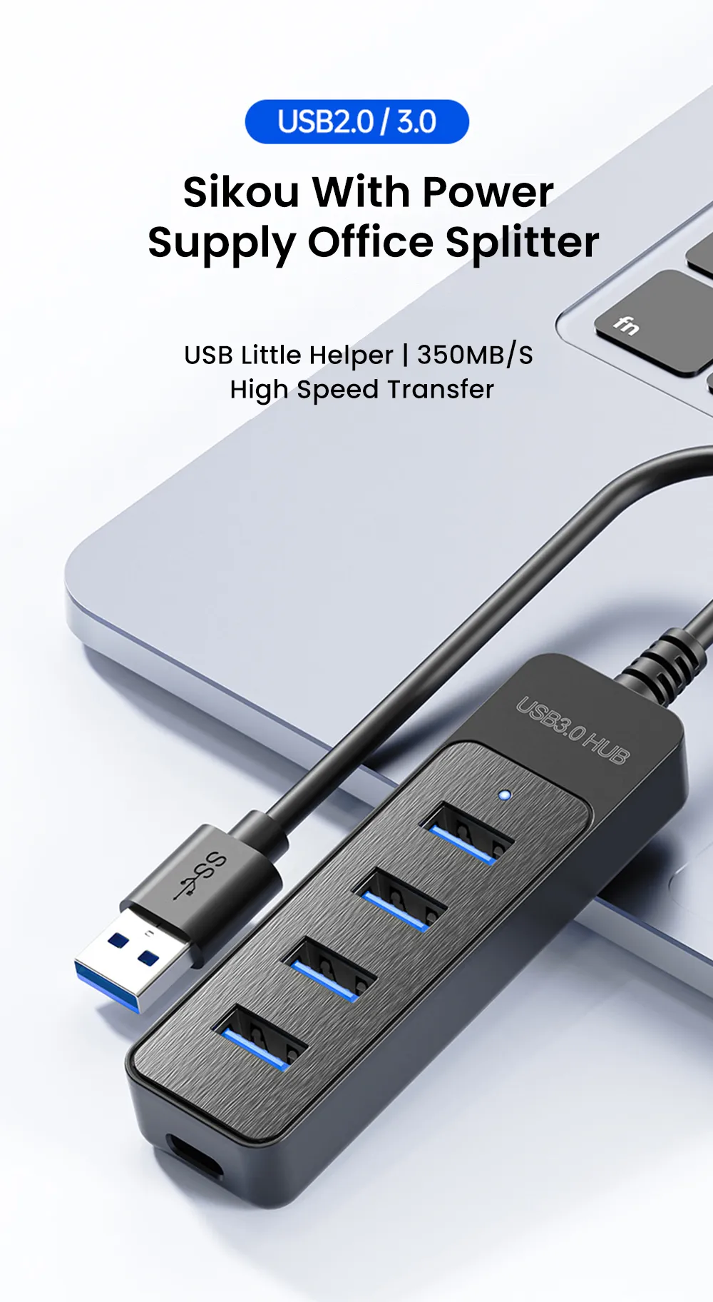 Multi USB Adapter 4 Port: High Speed USB 3.0 Splitter Hub With Type C ...