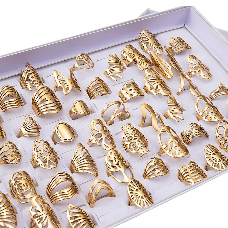 DHgate.com:100Pcs Stainless Steel Laser Cut Rings Silver