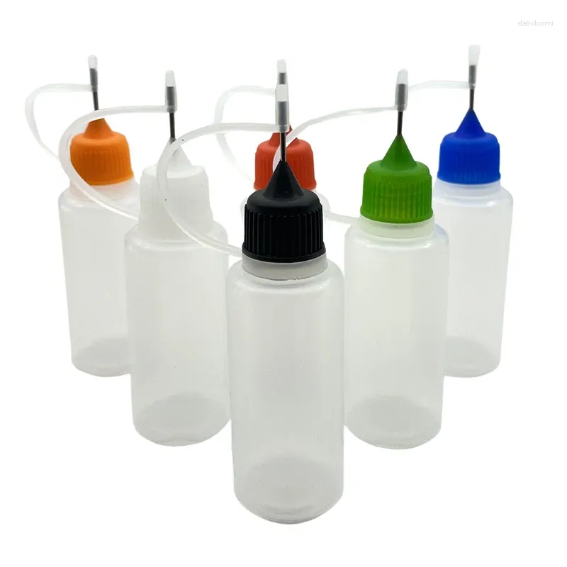 Opslag Flessen 50 stuks 20 ml Plastic Druppelflesje Met Metalen Naalddop Hervulbare Vloeistof Lege Container Zachte PE flacon