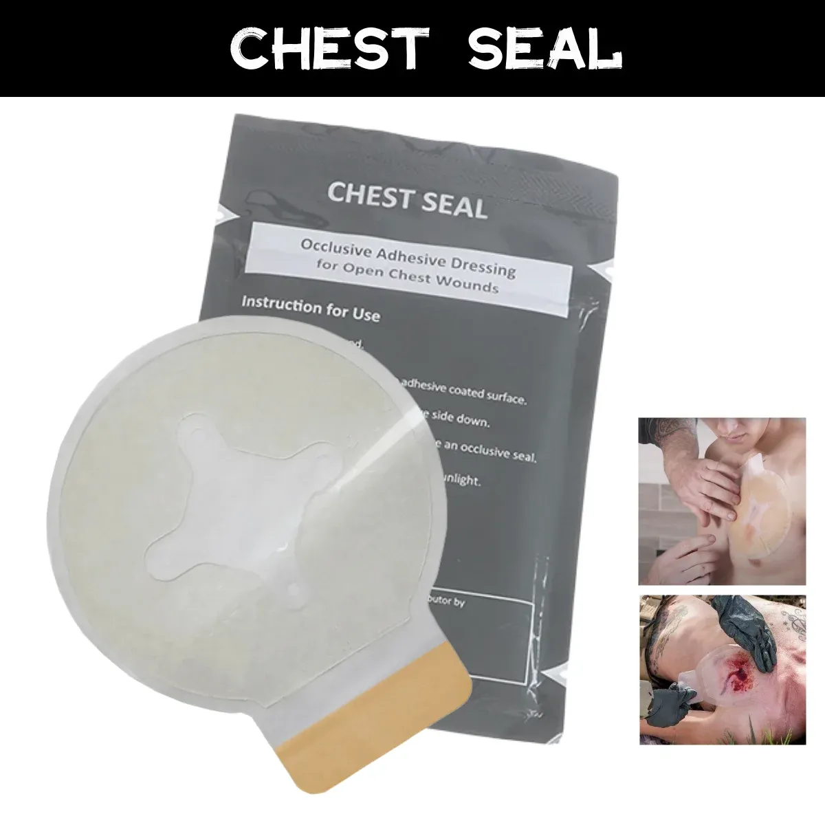 Survival Chest Seal Snabb användbar sår nödförband bandage Första hjälpen kit tillbehör med ventilationstraumkit akuthjälpverktyg