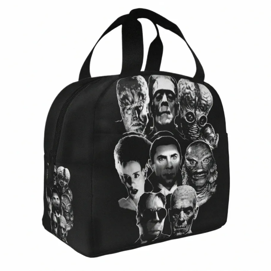 Universal Mster Gang Izolowana torba na lunch wyciekła Mummy Frankenstein Horror Cooler Bag Bag lunch Box Tote Food Bag W0BD#