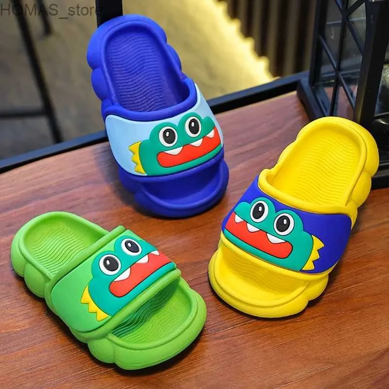 home shoes Nouvel été âgés de 2 à 8 enfants pantoufles mignon dessin animé dinosaure Seabeach sandales pour garçons baigner tongs antidérapant maison enfants chaussures Y240401