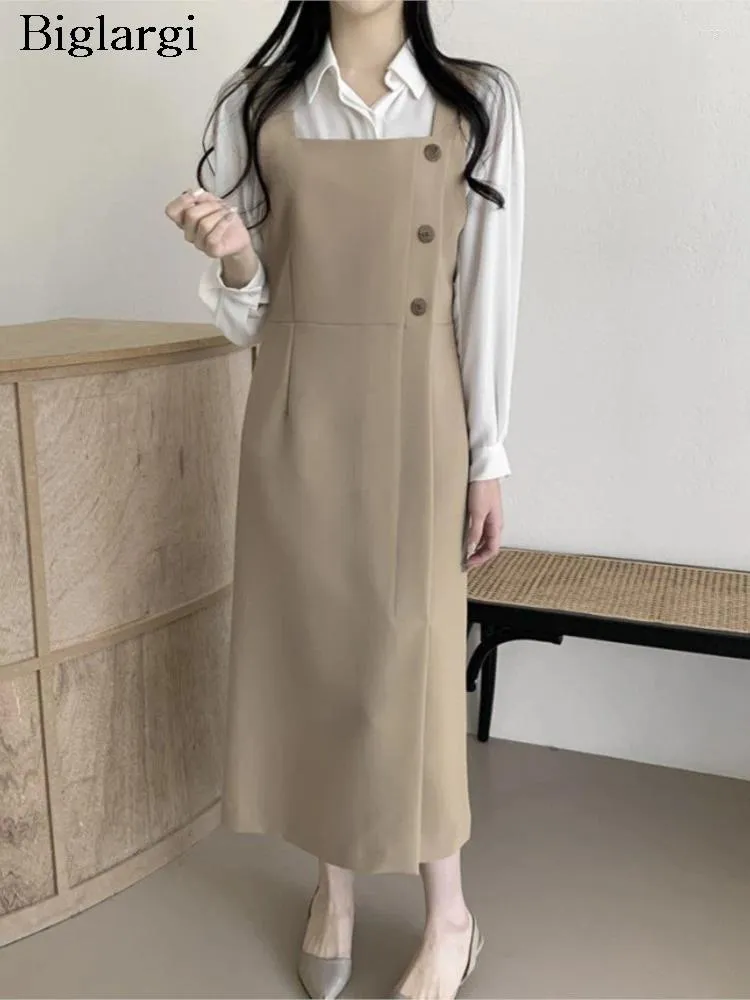 Casual Kleider Frühling Ärmellos Slip Langes Kleid Frauen Split Modis Rüsche Gefaltete Damen Quadrat Kragen Koreanische Elegante Frau Strap