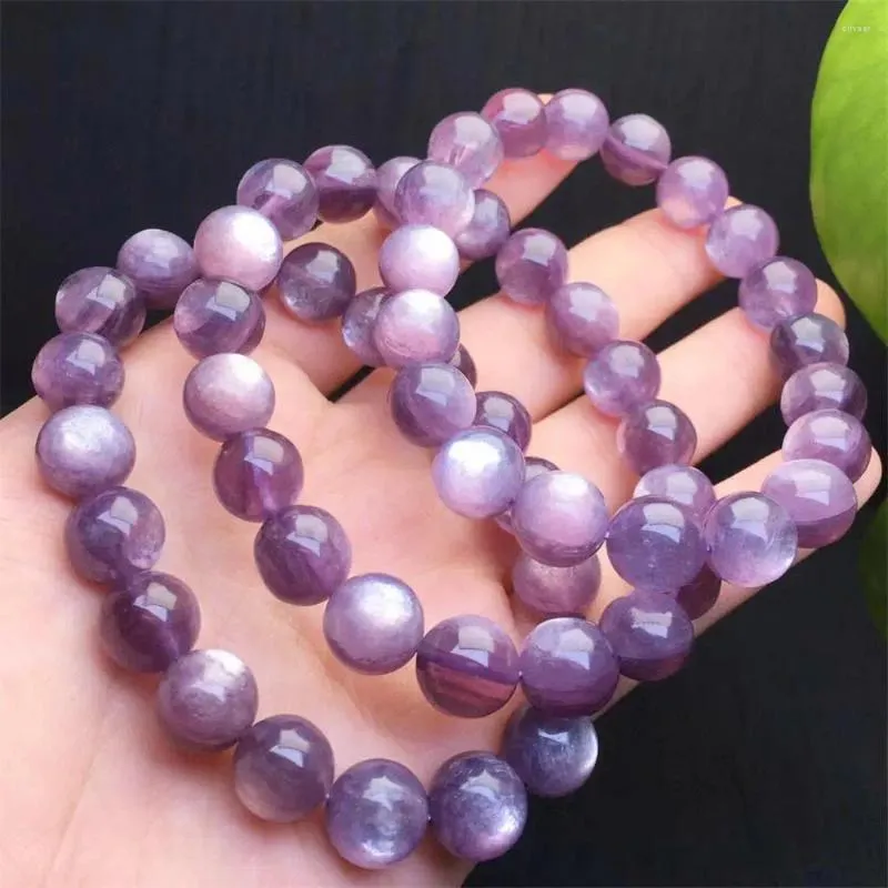 Link pulseiras 12mm natural roxo lepidolite pulseira moda cristal quartzo pedra preciosa jóias reiki cura presente para mulher 1pcs