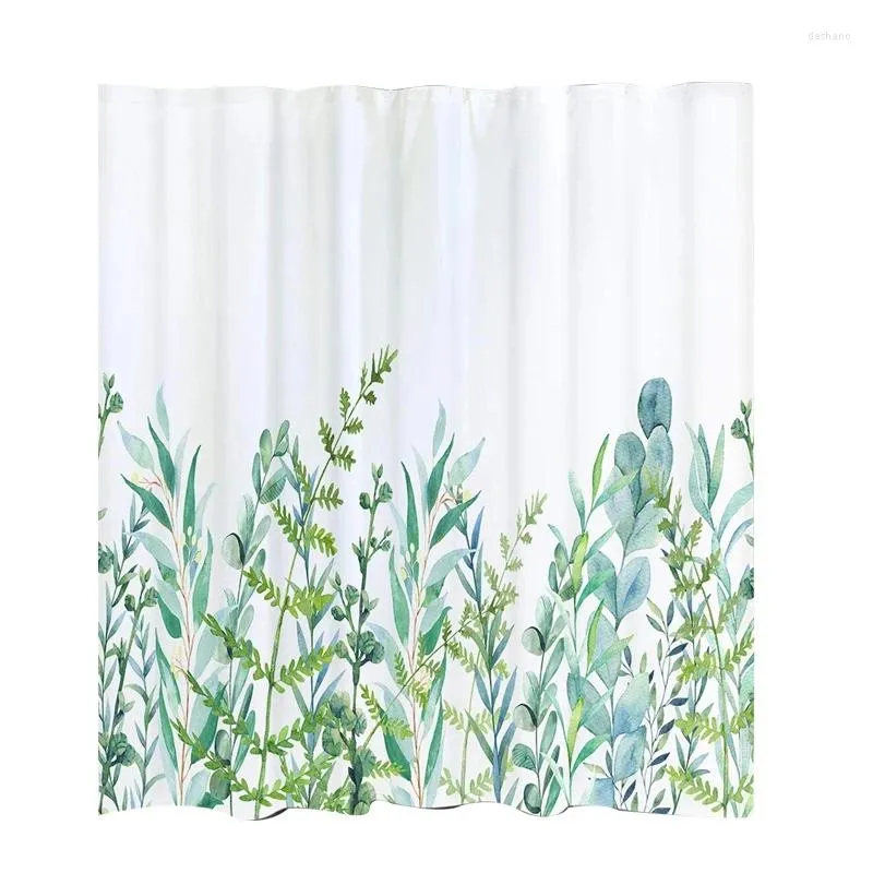 Rideaux de douche rideau avec 12 crochets feuilles Textile lavable enfants baignoire impression numérique 180X180 Cm blanc vert vente au détail