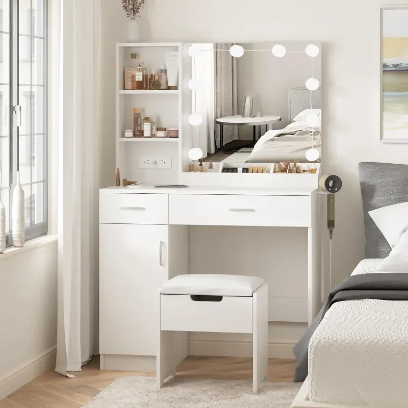 Small dressing table with hollywood mirror discount