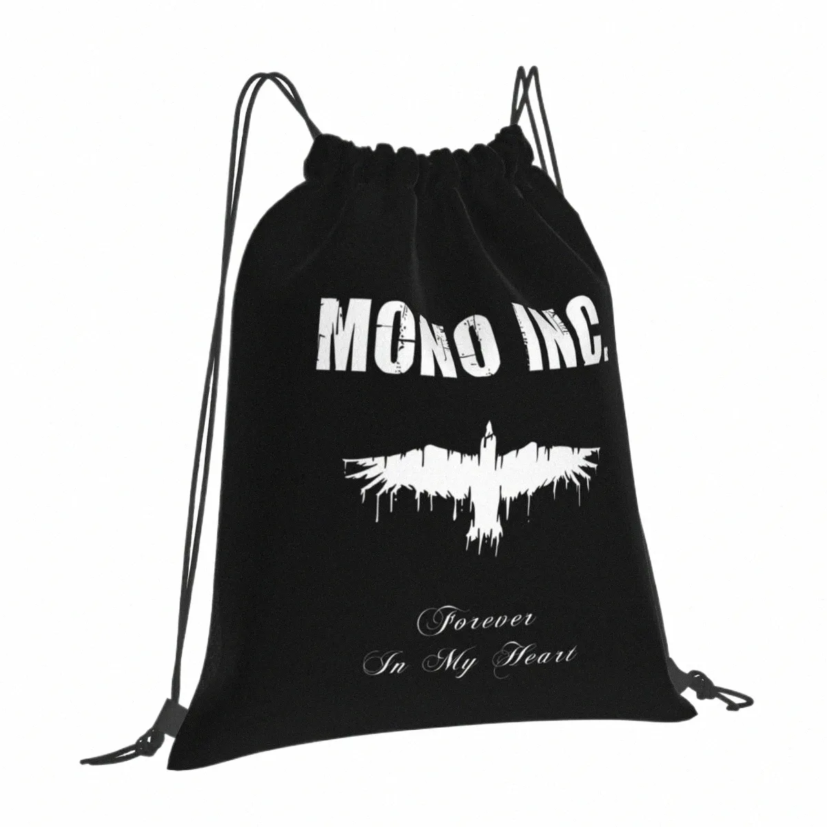 mono INC Forever In My Heart Drawstring Backpacks Great Nighttime Adventures School Cam Excursis Canvas 443w#