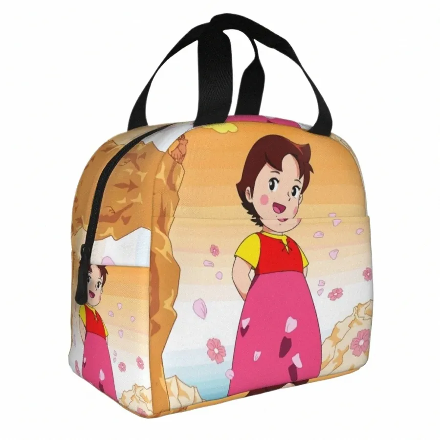 Anime Heidi Girl of the Alps Lunch Box Leakproof Cooler termiczne jedzenie izolowane Heidi Peter and Grandpa Lunch Bag For Women Kid O0od#