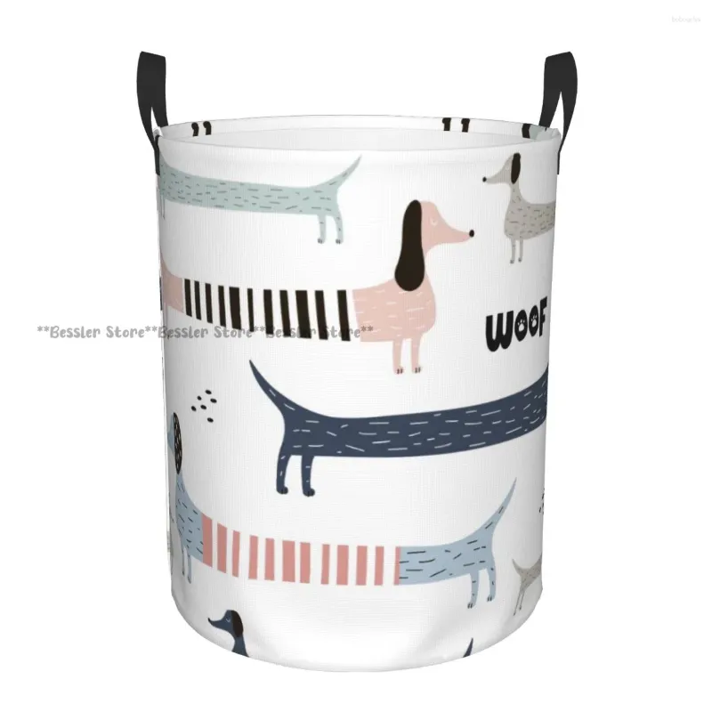 Sacos de lavanderia Saco de armazenamento impermeável bonito escandinavo cão doméstico cesta suja dobrável balde organizador de roupas