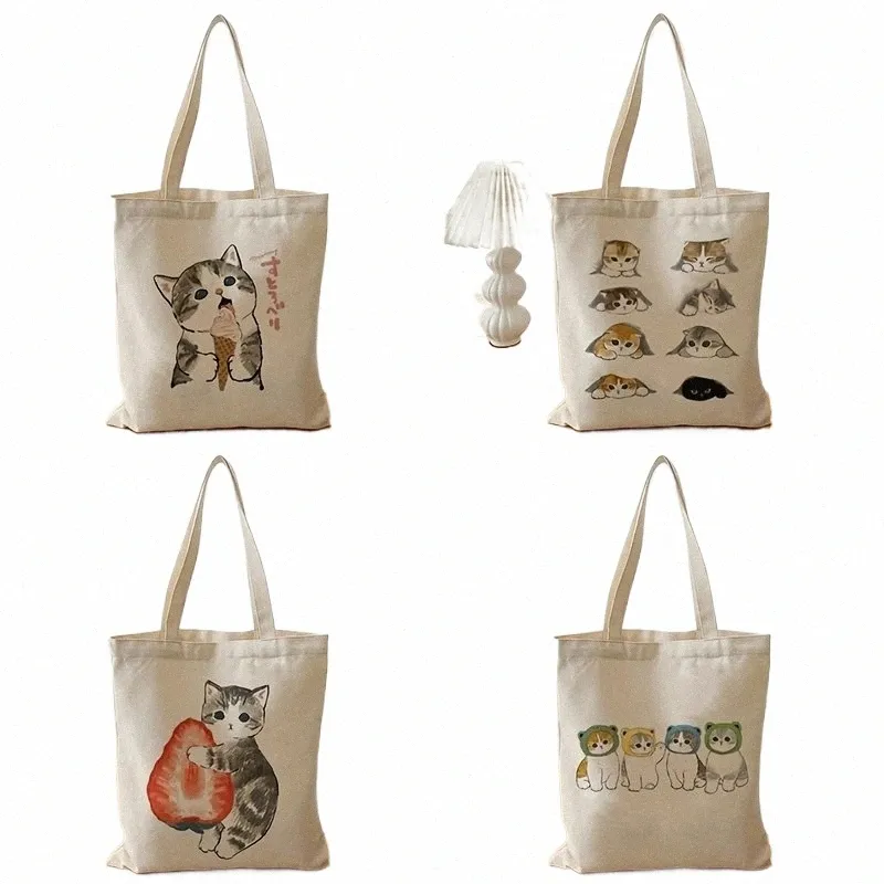 1pc chats mignons Lage sacs Harajuku Carto Vintage Shop toile sac drôle femmes sacs à bandoulière Kawaii cadeaux pour enfants e7jC #