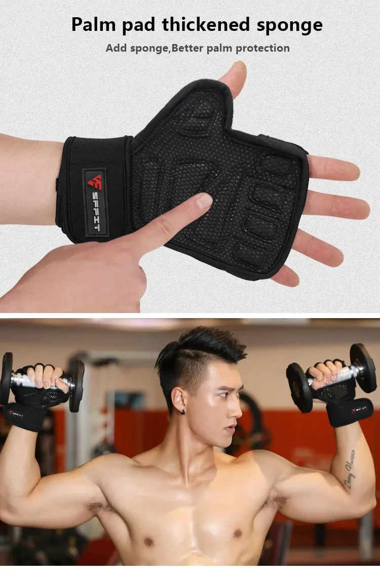 1 paar Gewichtheffen Training Vrouwen Mannen Fitness Sport Body Building Gymnastiek Handschoenen Grips Gym Hand Palm Protector Handschoenen 240322