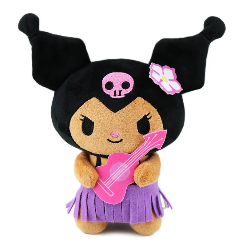 2024 Hot Sale Wholesale New Doll Kawaii Kuromi My Melody Hawaii Limited Black Leather Cat Doll Girls Birthday Valentine's Day Gift