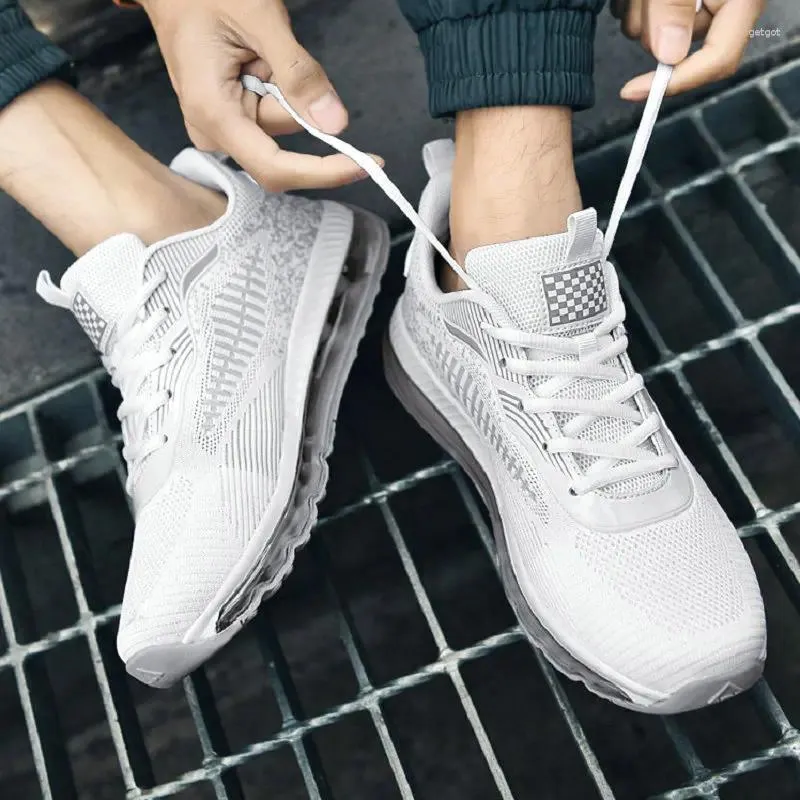 Casual Schuhe Männer Turnschuhe Plus Größe 45 46 47 Volle Palm Air Kissen Laufen Mode Mesh Oberen Höhe Erhöhte plattform Schuh