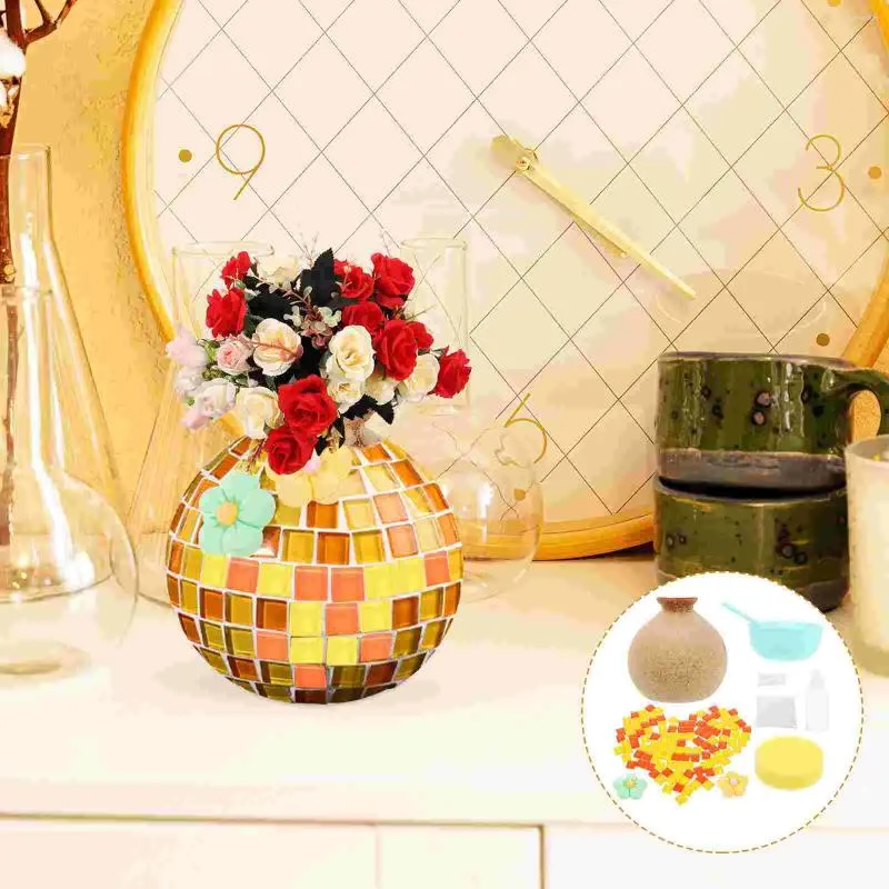 Vasen Mosaik Vase Dekorationen für Zuhause DIY getrocknete Blumenarrangement Büro Dekor Behälter Glas Desktop kreativ