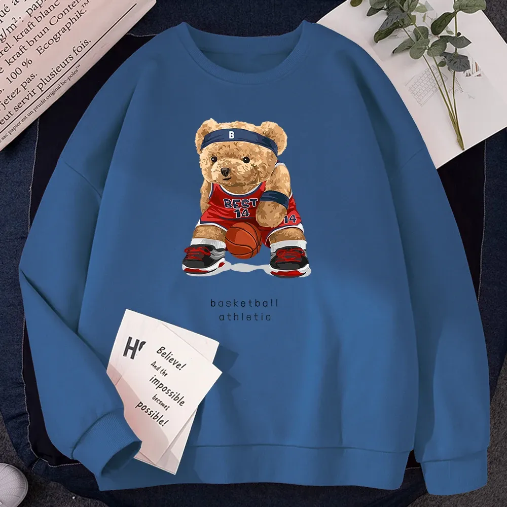 Womens Teddy Bear Basketball Athletic Print Pull And Bear Hoodie Casual Pullover Sweatshirt With Warm Fleece Lining From Ddmymaster 22.92 DHgate.Com