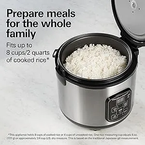 Digital Programmable Rice Cooker 8 Cup With Food Steamer & Rinse Basket ...
