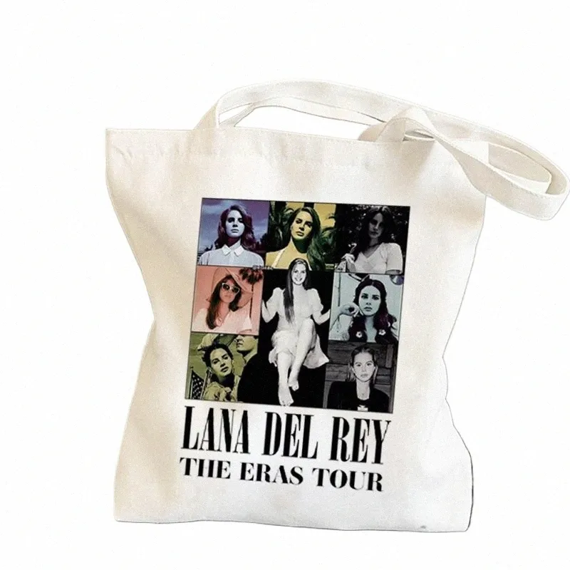 Sac à bandoulière Lana Del Rey Fans imprimés Sacs Femmes Shopper Shop Sacs Filles Carto Toile Fans Sac à main Sac fourre-tout haute capacité 649f #