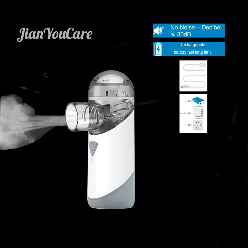 Objekt Andra hälsoskönhetsartiklar JianyouCare Mesh Nebulizer Portable Silent Atomizer Rechargeble USB Inhalator Baby Waterproof Astma Inha