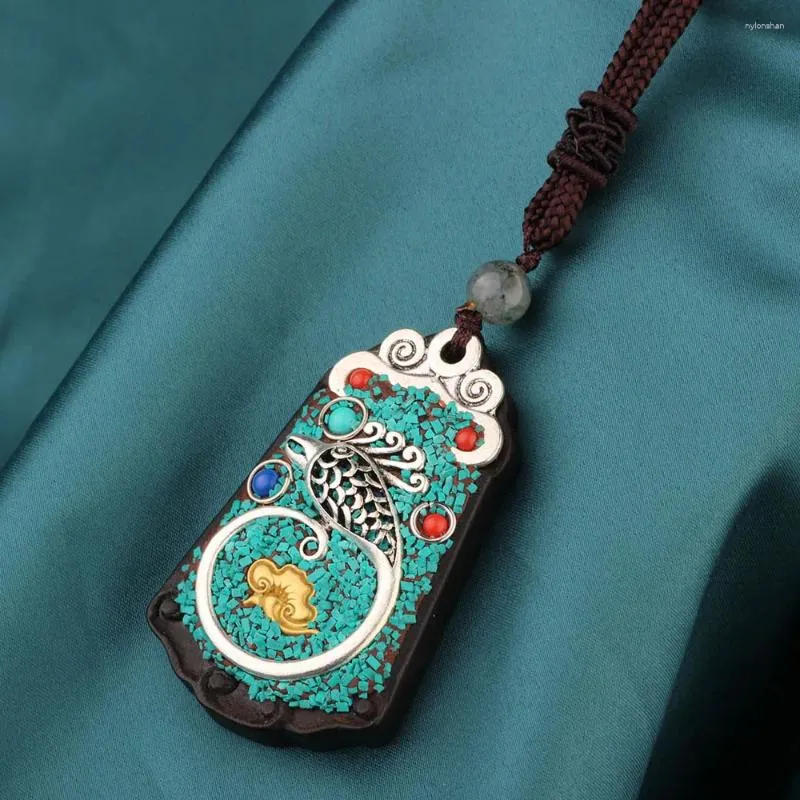 Pendant Necklaces Ethnic Nepal Lucky Birds Necklace Vintage Jewelry Ebony Sweater Pendants For Women's